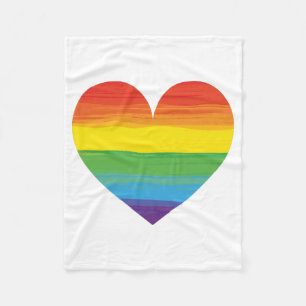 Rainbow heart fleece blanket