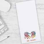 Rainbow Heart Handprints |  Personalised Teacher Magnetic Notepad<br><div class="desc">A perfect gift for your favourite teacher or friend,  this cute notepad features rainbow handprints stamped to create a heart in the centre. Add your teacher's name to this sweet,  personalised note pad for an extra special gift during Teacher Appreciation week or for a holiday gift!</div>