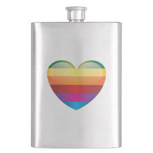 Rainbow Heart Hip Flask