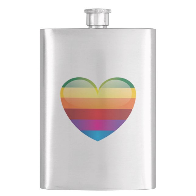Rainbow Heart Hip Flask (Front)