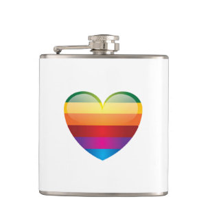 Rainbow Heart Hip Flask