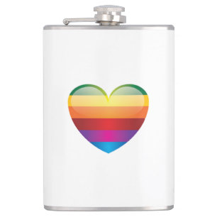 Rainbow Heart Hip Flask