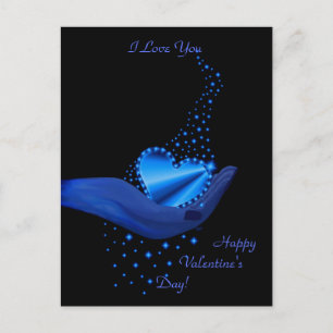 Rainbow Heart in Hand with Stars Holiday Postcard