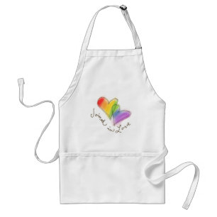 Rainbow Heart Joined in Love Standard Apron