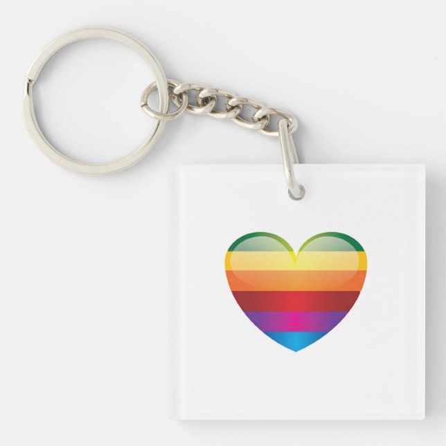 Rainbow Heart Key Ring (Front)