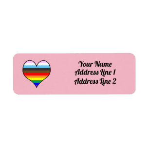 Rainbow Heart Label Return Address Label