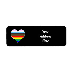 Rainbow Heart Label Return Address Label