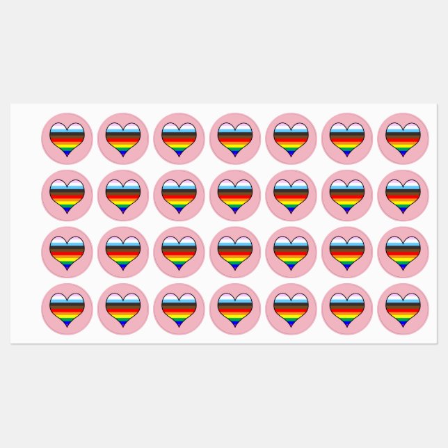 Rainbow Heart Labels (Sheet)