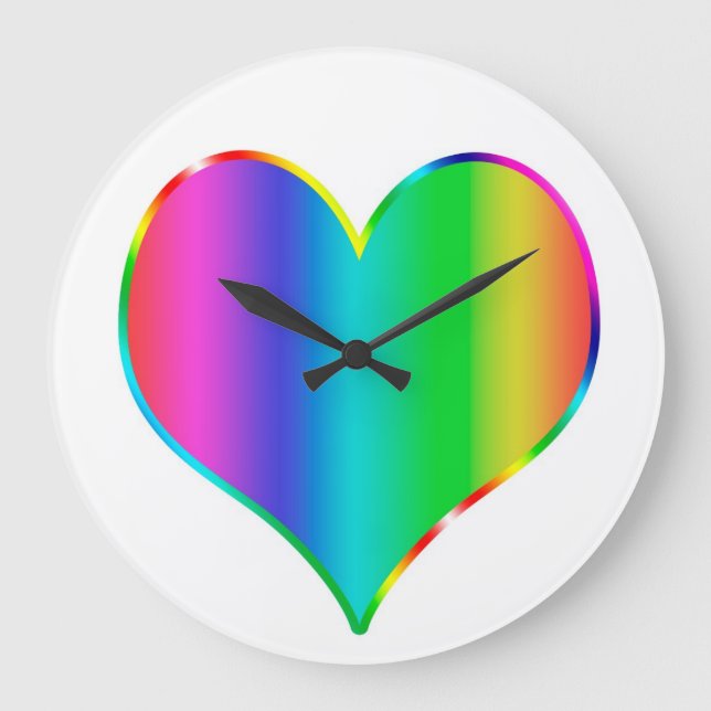 Rainbow heart large clock (Front)