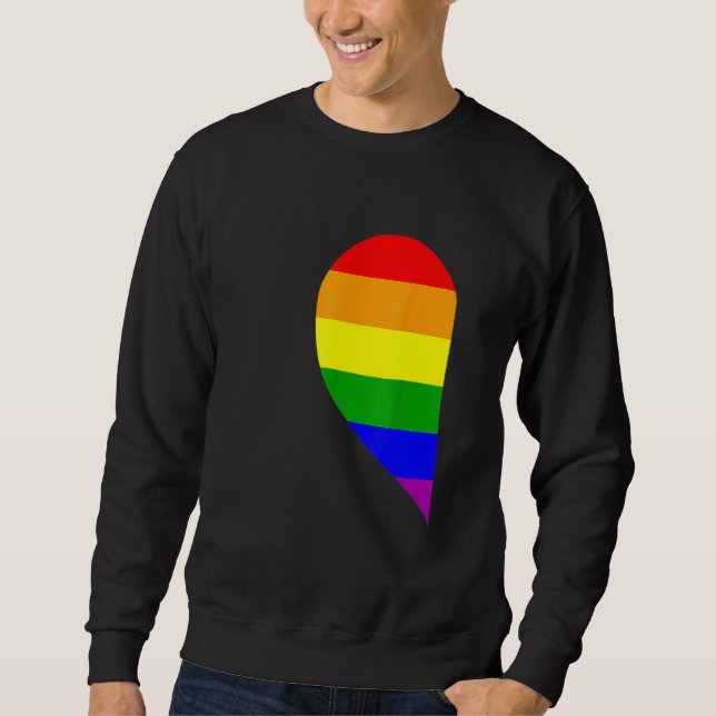 Rainbow Heart Lgbt Matching Gay Couple Valentine's Sweatshirt (Front)