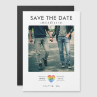 Rainbow Heart LGBTQ Save the Date with Photo