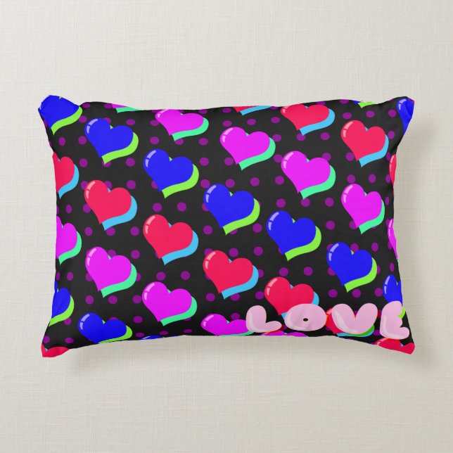 Rainbow Heart Love Decorative Cushion (Front)