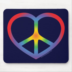 Rainbow Heart, Love, Peace Sign Mouse Pad