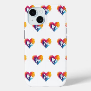 Rainbow Heart Love Slogan iPhone 15 Case