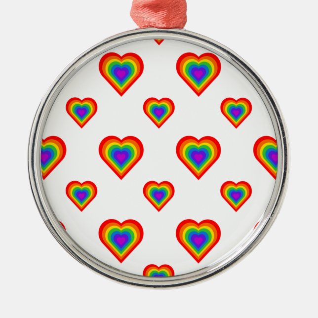Rainbow Heart Metal Ornament (Front)