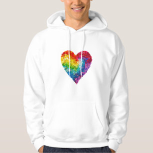 Rainbow Heart Mosaic Queer Pride Gay Love LGBTQ Hoodie