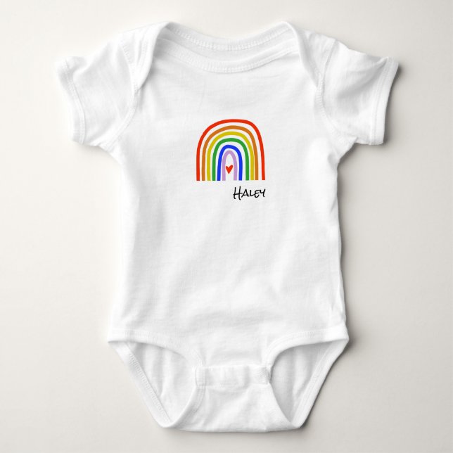 Rainbow Heart New Baby NAME Sweet Love Bodysuit (Front)