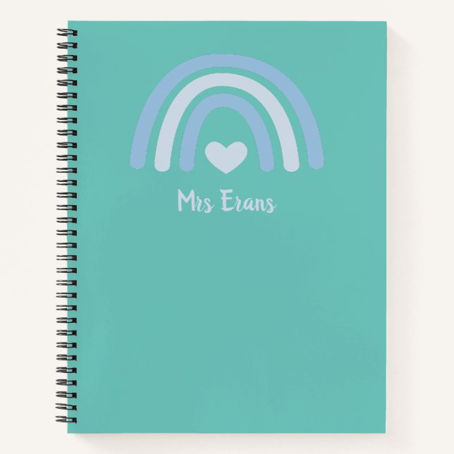 Rainbow Heart Notebook, Personalised Teacher Gift Notebook (Front)