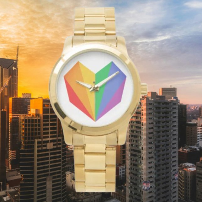 Rainbow Heart Oversized Gold Bracelet Watch (Creator Uploaded)