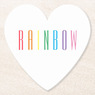 RAINBOW Heart Paper Coasters
