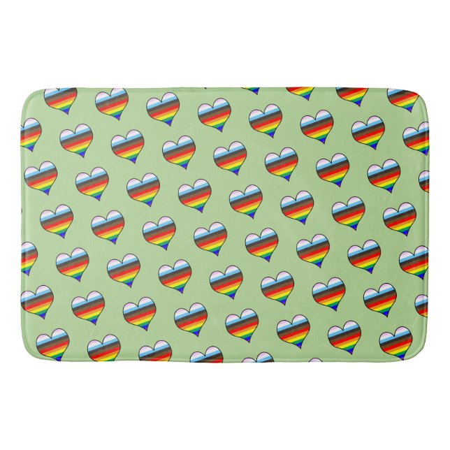 Rainbow Heart Pattern Bath Mat (Front)