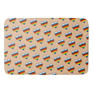 Rainbow Heart Pattern Bath Mat