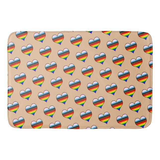Rainbow Heart Pattern Bath Mat (Front)