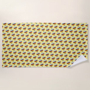 Rainbow Heart Pattern Beach Towel