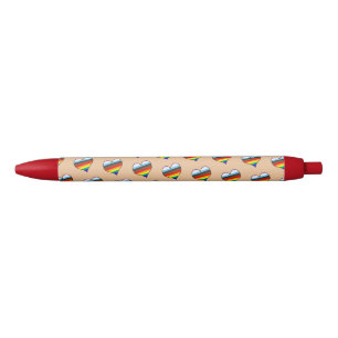 Rainbow Heart Pattern Black Ink Pen