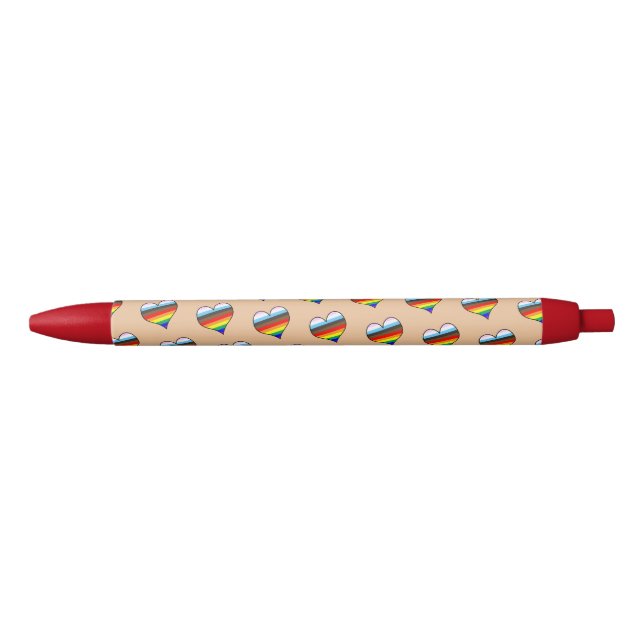 Rainbow Heart Pattern Black Ink Pen (Front)