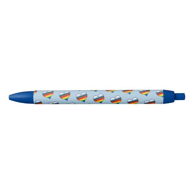 Rainbow Heart Pattern Black Ink Pen (Front)