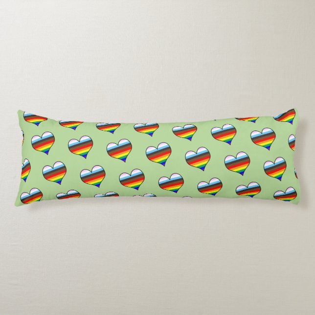 Rainbow Heart Pattern Body Pillow (Front)
