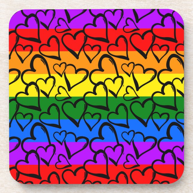 Rainbow Heart Pattern Coaster (Front)
