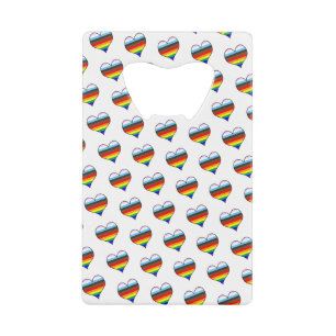 Rainbow Heart Pattern Credit Card Bottle Opener