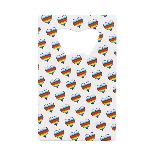 Rainbow Heart Pattern Credit Card Bottle Opener (Front)
