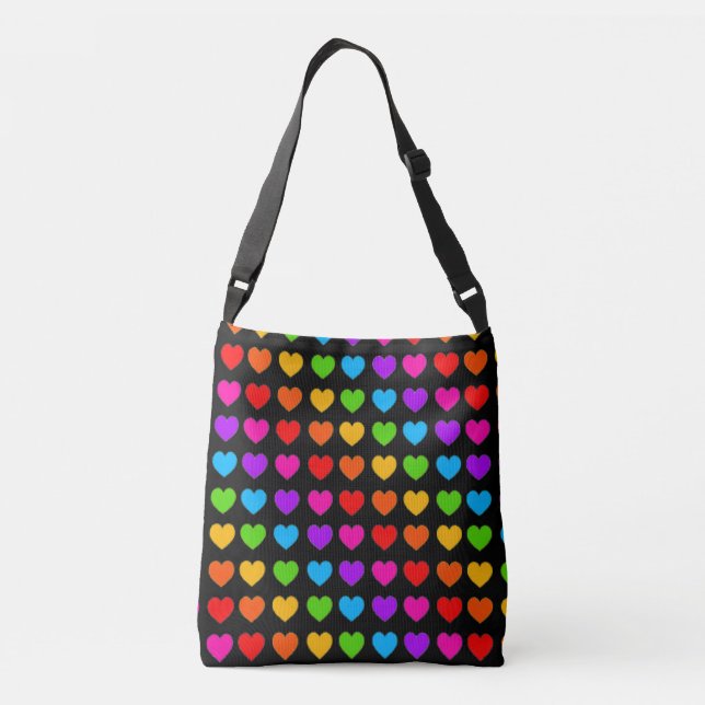 Rainbow Heart pattern Crossbody Bag (Back)