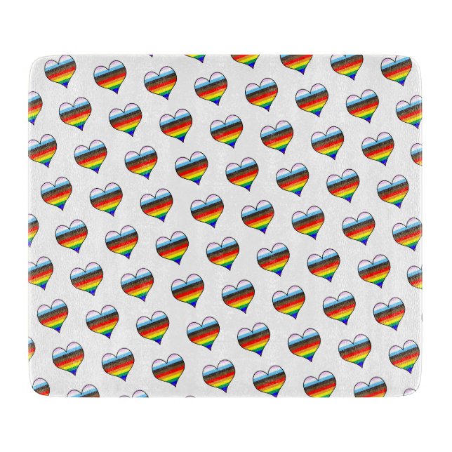 Rainbow Heart Pattern Cutting Board (Front)