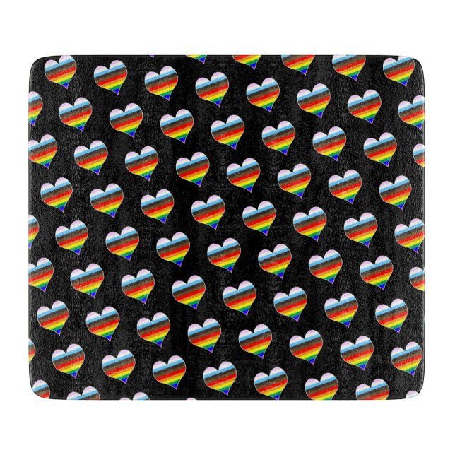 Rainbow Heart Pattern Cutting Board (Front)
