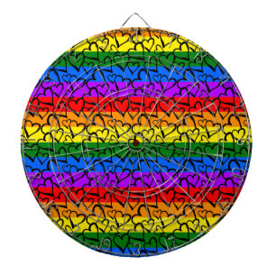 Rainbow Heart Pattern Dartboard