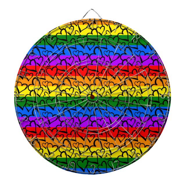 Rainbow Heart Pattern Dartboard (Front)