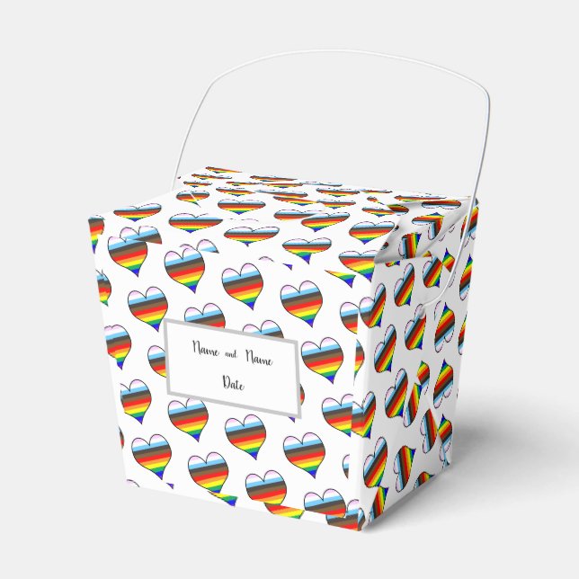 Rainbow Heart Pattern Favour Box (Front Side)