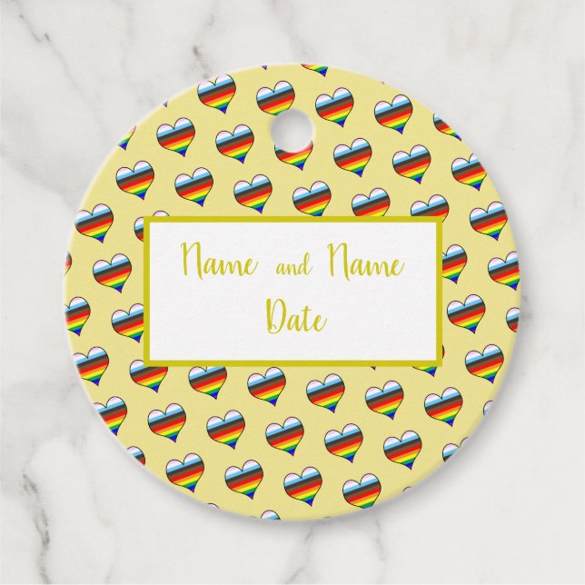 Rainbow Heart Pattern Favour Tags (Front)