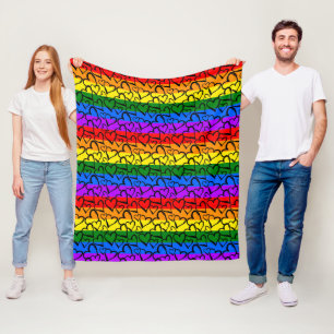 Rainbow Heart Pattern Fleece Blanket