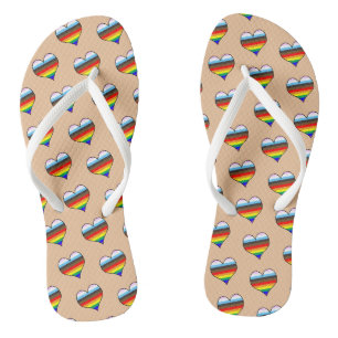 Rainbow Heart Pattern Flip Flops