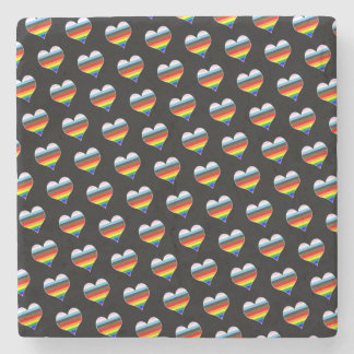Rainbow Heart Pattern Glass Coaster