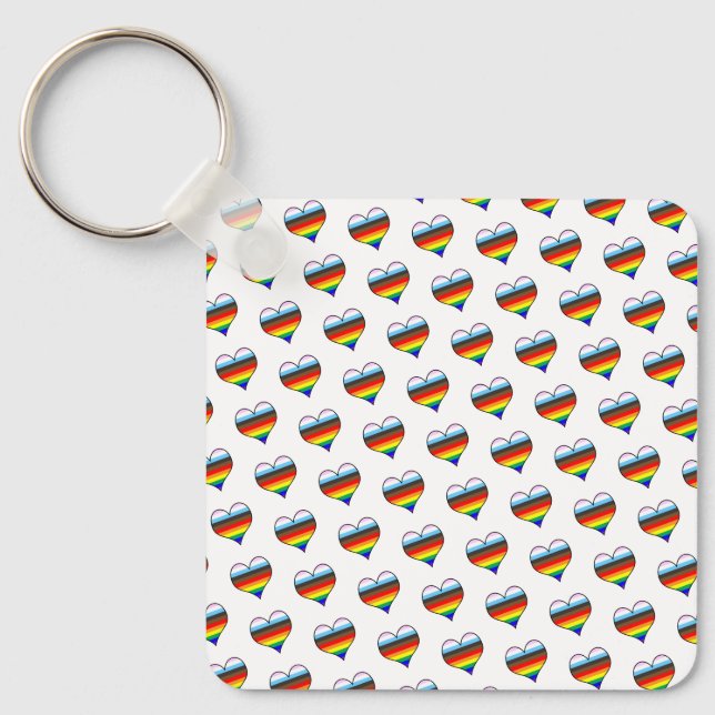 Rainbow Heart Pattern Key Ring (Front)
