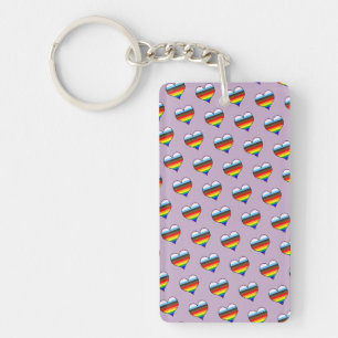 Rainbow Heart Pattern Keychain