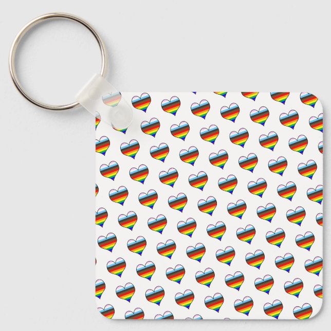 Rainbow Heart Pattern Keychain (Front)