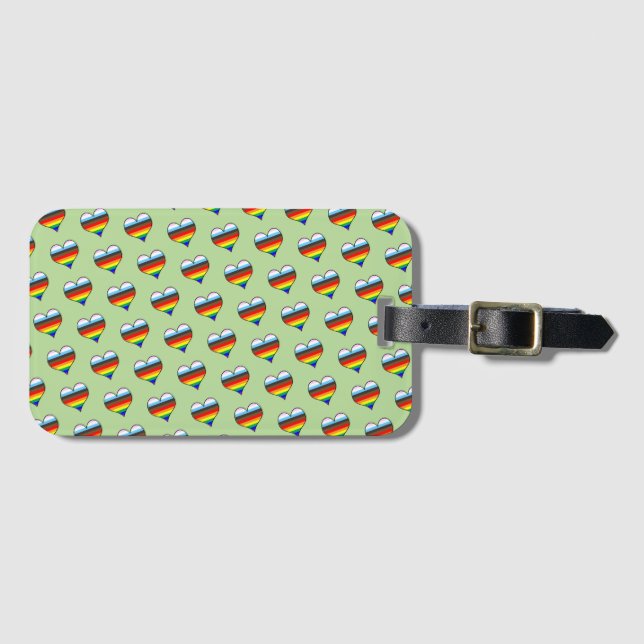 Rainbow Heart Pattern Luggage Tag (Front Horizontal)