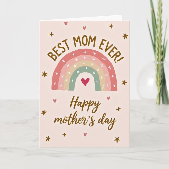 Rainbow Heart Pattern Mum Card (Front)